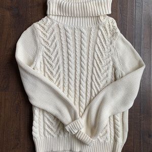 Lands End turtleneck cable knit sweater